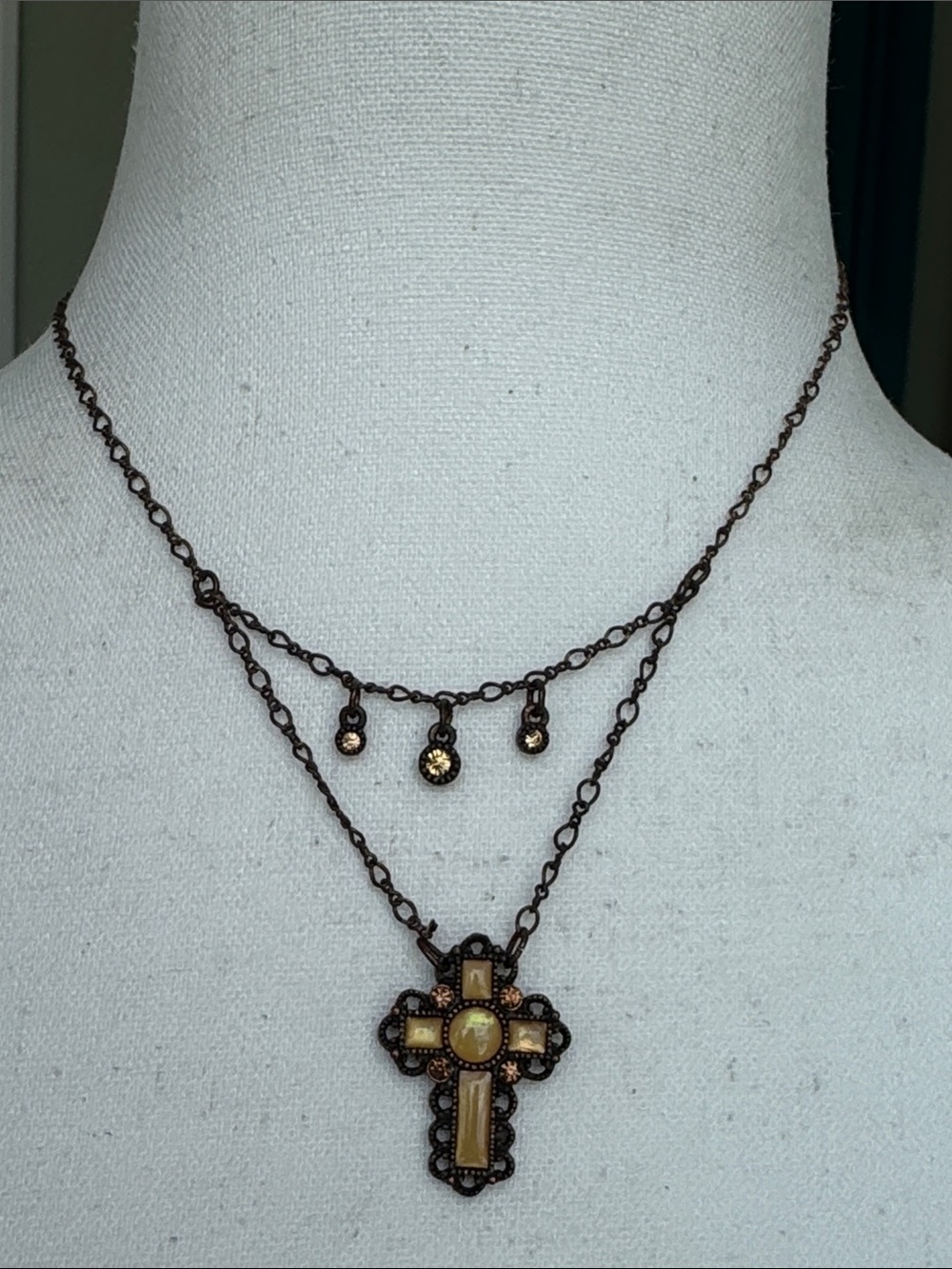 Vintage 1928 cross pendant adjustable length necklace